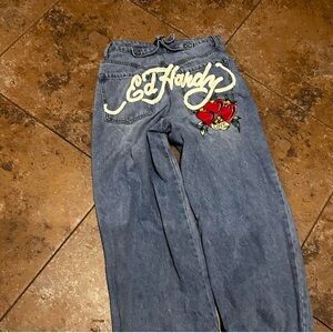 Ed Hardy Denim with Red and White Rose Motif